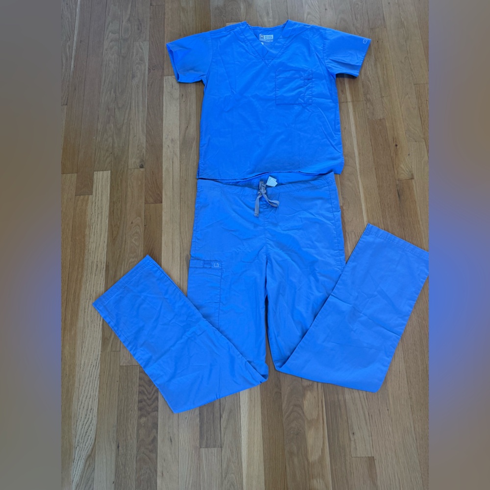 WonderWink WonderWORK Scrub Set - Ceil Blue - XXS Top / XS Tall Pants - Picture 6 of 10